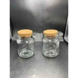 Set Of 2 Glass Storage Jars With Cork Lids‎ (no Spoons) 8 oz